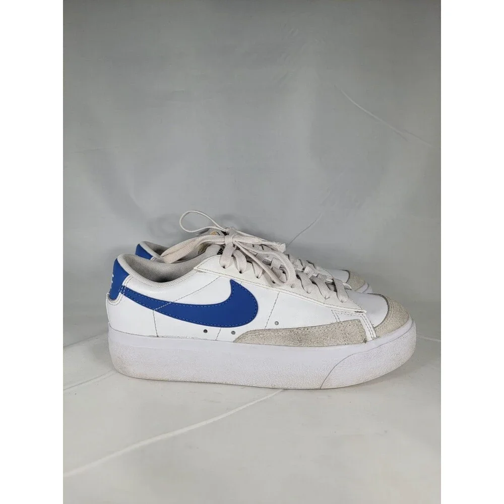 Nike Blazer Platform Low White/Game Royal Shoes Womens Size 7 US DJ0292-107